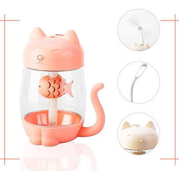 RÓŻOWY Nawilżacz Powietrza do Aromaterapi KOTEK + 3 wkłady W ZESTAWIE - DSJ