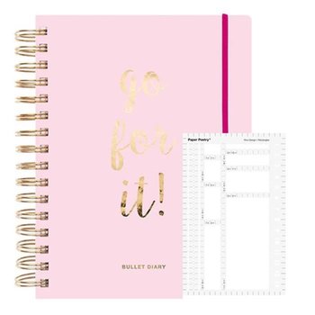 Różowy pamiętnik na spirali typu bullet journal 96 kartek + prostokątny szablon - Youdoit