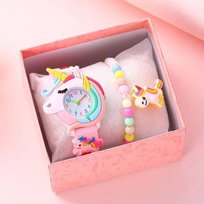 Różowy piękny zegarek z jednorożcem bransoletka prezent dla dziewczynki
