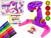 Różowy Projektor Do Rysowania Szablony Pisaki Rzutnik Tablica Import LEANToys