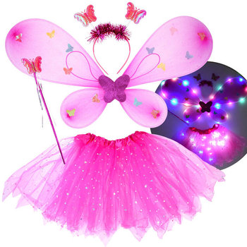 Różowy świecący Kostium dla Małej wróżki Skrzydełka Motyl bal ZA4805 CR - Inna marka