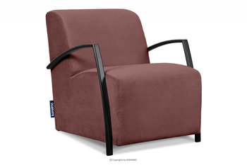 Różowy wygodny fotel z podłokietnikiem CARO Konsimo - Konsimo