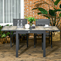 Rozsuwany stół ogrodowy, stół jadalny zewnętrzny dla 6 osób, aluminiowa rama, prostokątny stół tarasowy z blatem z tworzywa, 80/160L x 80W x 75H cm, Beżowy