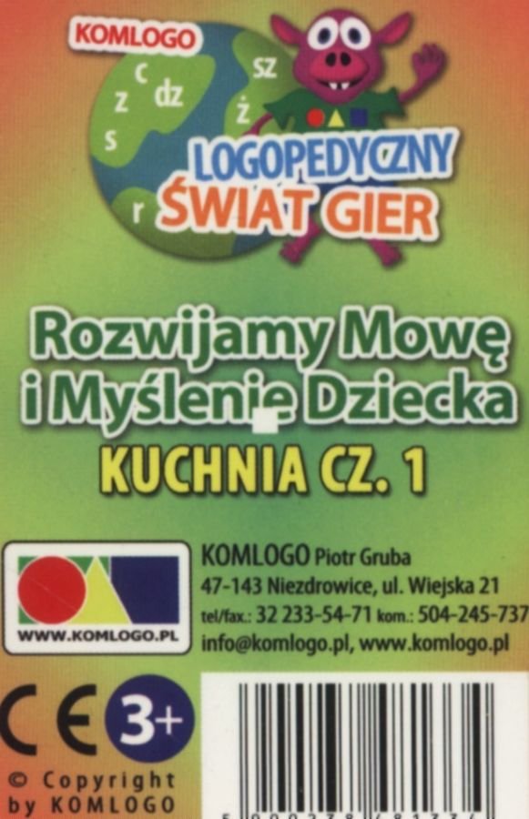 Rozwijamy mowę i myślenie dziecka Kuchnia część 1, karty logopedyczne, Komlogo