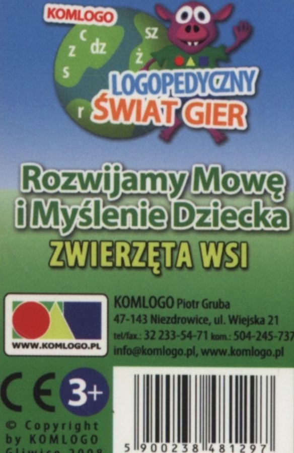 Rozwijamy mowę i myślenie dziecka Zwierzęta wsi, karty logopedyczne, Komlogo