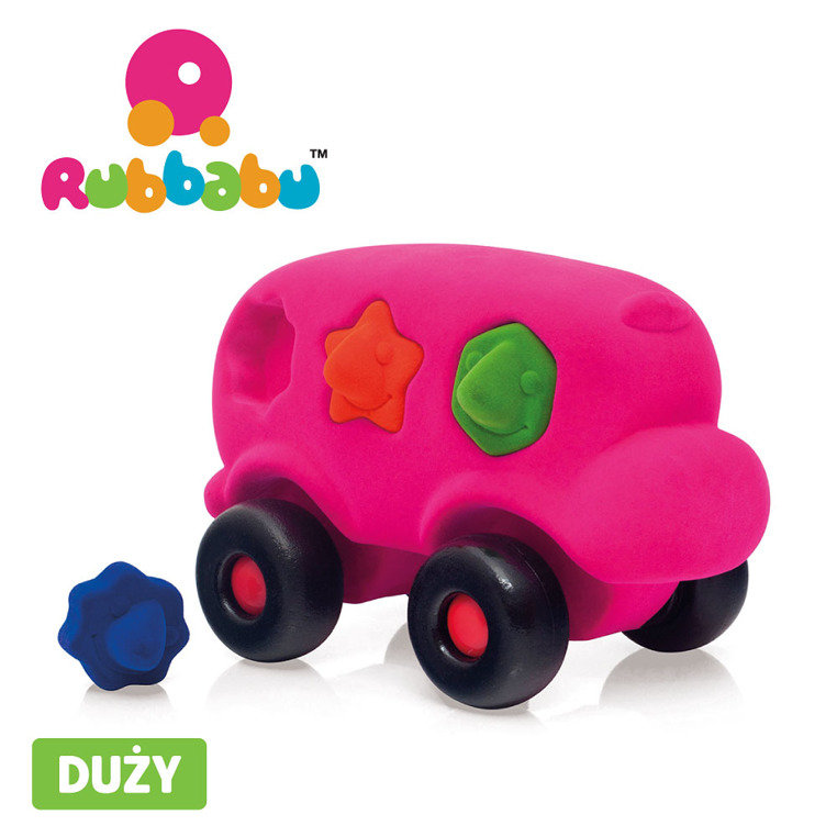 Фото - Інтерактивні іграшки Rubbabu, zabawka sensoryczna Autobus sorter z klockami różowy