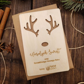Rudolf - drewniana grawerowana kartka świąteczna - Inna marka