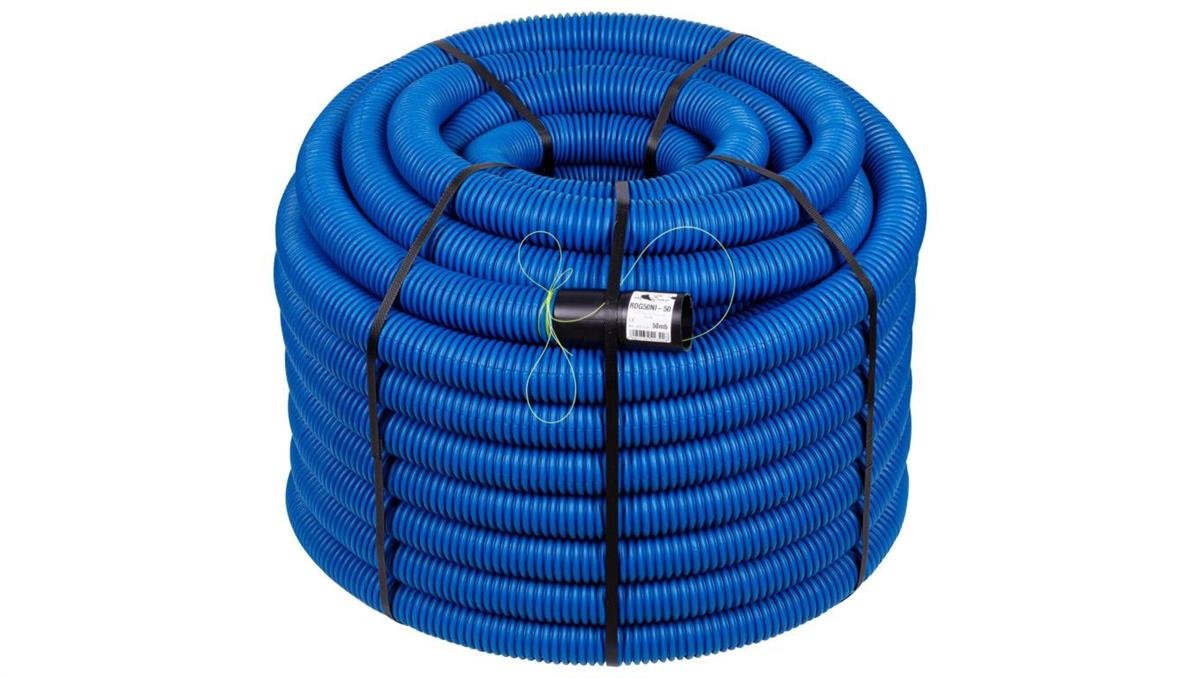 Rura karbowana arot 50mm dwuwarstwowa osĺ‚onowa do ziemi peszel z pilotem 450n hdpe niebieska 10m rdg elmark