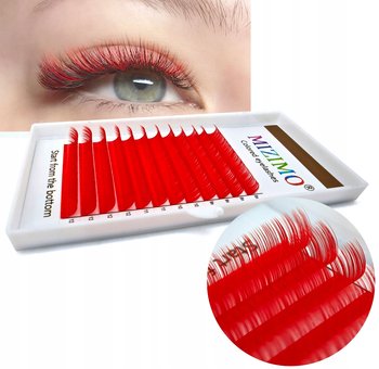 Rzęsy Kolorowe 8-13mm, curl D, 12 pasków, CZERWONE - Tojato