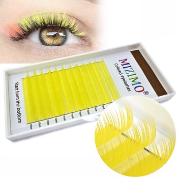 Rzęsy Kolorowe 8-13mm, curl D, 12 pasków, ŻÓŁTE - Frezarkowo