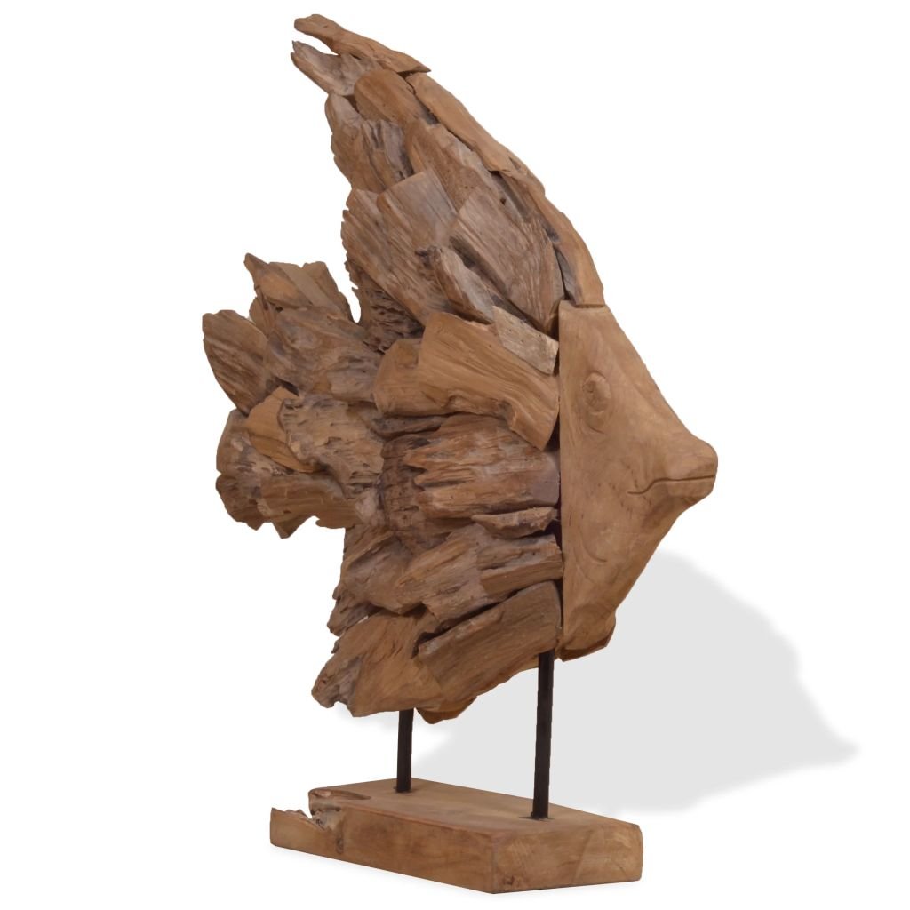 Rzeźba ryby, drewno tekowe, 40 x 12 x 57 cm