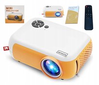 RZUTNIK MINI PROJEKTOR Przenośny Full HD 1800lm dla Dzieci Powerbank Bajki