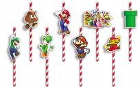 S��OMKI URODZINOWE z POSTACIAMI - MARIO BROS GRY BAJKI URODZINY - 8 szt. WORLD CASE