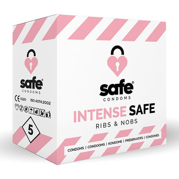 Safe - Condoms Intense Safe Ribs & Nobs, Prezerwatywy, (5 Pcs) - Inna marka