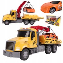 Samochód Ciężarówka Tir Laweta Z Rozkładaną Rampą + Sportowe Auto Dźwięk 3+