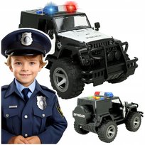 SAMOCHÓD POLICYJNY TERENOWY JEEP Z NAPĘDEM 1:16 ŚWIATŁO DŹWIĘK DUŻE KOŁA Z1104