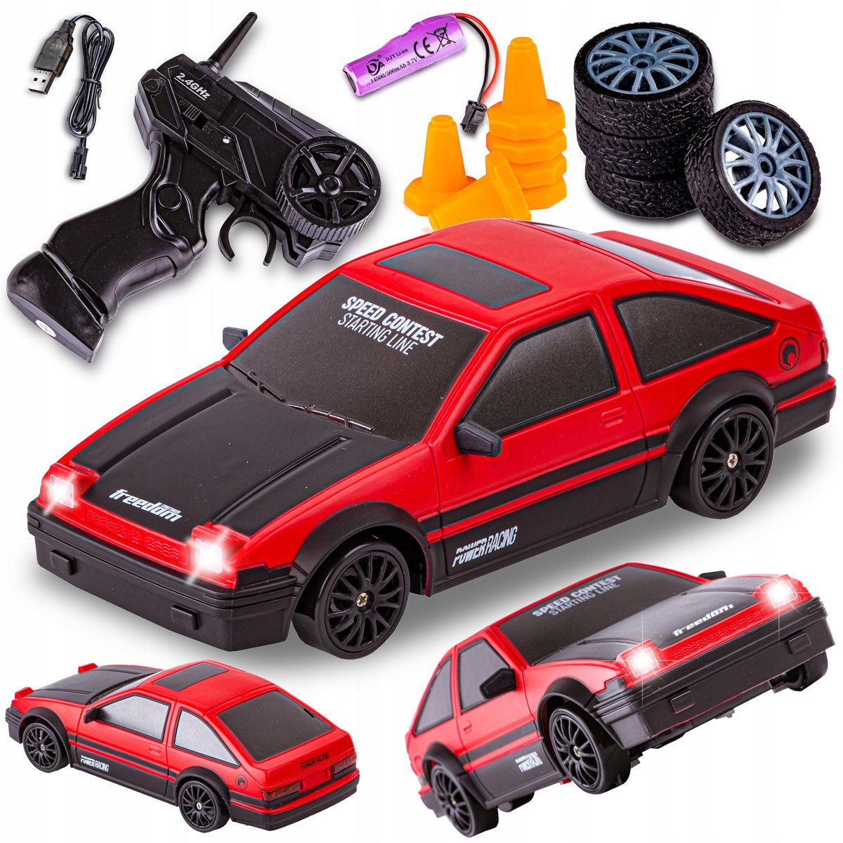 Desdoni Coche de Control Remoto RC Drift Car 2.4GHz Escala 1:24 4WD de Alta Velocidad Coches RC Vehículo con Luces LED Baterías y Neumáticos de Deriva Coches de Juguete Deportivos de Desdoni Coche de Control Remoto RC Drift Car 2.4GHz Escala 1:24 4WD de Alta Velocidad Coches RC Vehículo con Luces LED Baterías y Neumáticos de Deriva Coches de Juguete Deportivos de