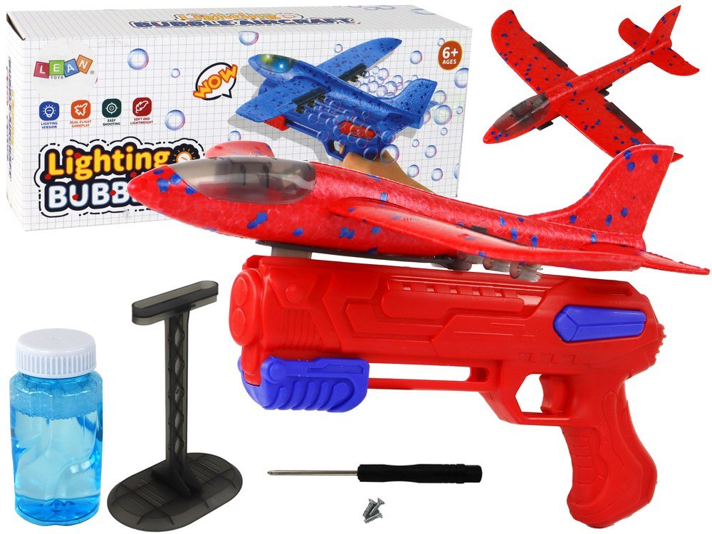 Zdjęcia - Bańki mydlane LEAN Toys Samolot  Wyrzutnia Pistolet Czerwony 