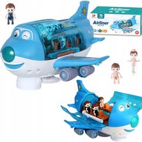 Samolot Rozkładany Niebieski Z Stewardessą Efekty Ruchowe Odbija Się