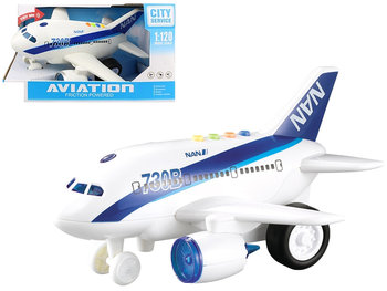 Samolot Z Napędem Świeci Dźwięki 1:120 Biały - Lean Toys