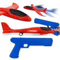 Samolot Z Pistoletem Wyrzutnią Szybowiec Styropianowy Rzutka Dla Dziecka Czerwony Samolot Z Kółkami