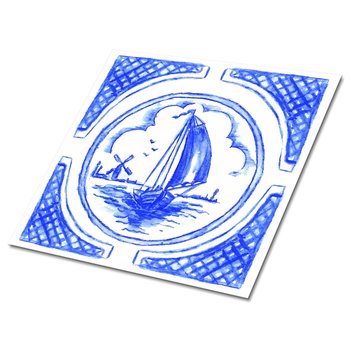 Samoprzylepne panele PCV 30x30 cm Azulejos łódka, Dywanomat - Dywanomat