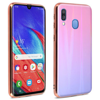 Samsung Galaxy A40 Cover Case Jasny holograficzny design – kolekcja Aurora – różowy - Avizar