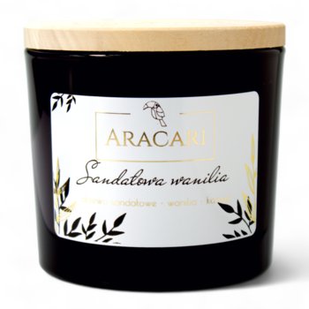 SANDAŁOWA WANILIA - Sojowa świeca zapachowa ARACARI z kolekcji MOONSTONE czarny połysk - Aracari