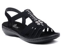 Sandały damskie Rieker 60806-00 wygodne płaskie czarne -40