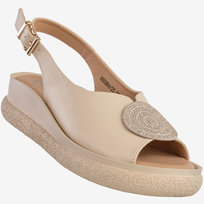 Sandały Damskie Skórzane Buty Na Niskiej Koturnie Beżowe Filippo DS6984/25BE Beżowy 37 FILIPPO