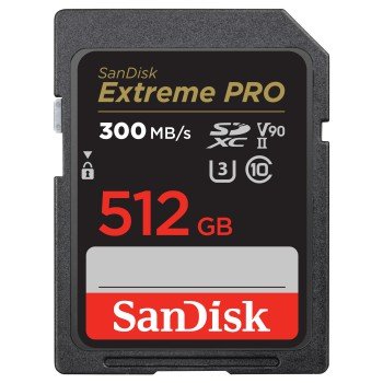 SanDisk SanDisk Extreme PRO 512GB SDXC Memory Card, R 300MB/s W 300MB/s, 8K, V90, UHS-II