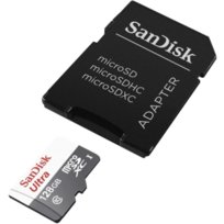 SANDISK ULTRA MICROSDXC 128 GB + ADAPTER SD 100MB/S KLASA 10 UHS-I - Opakowanie na tablet
