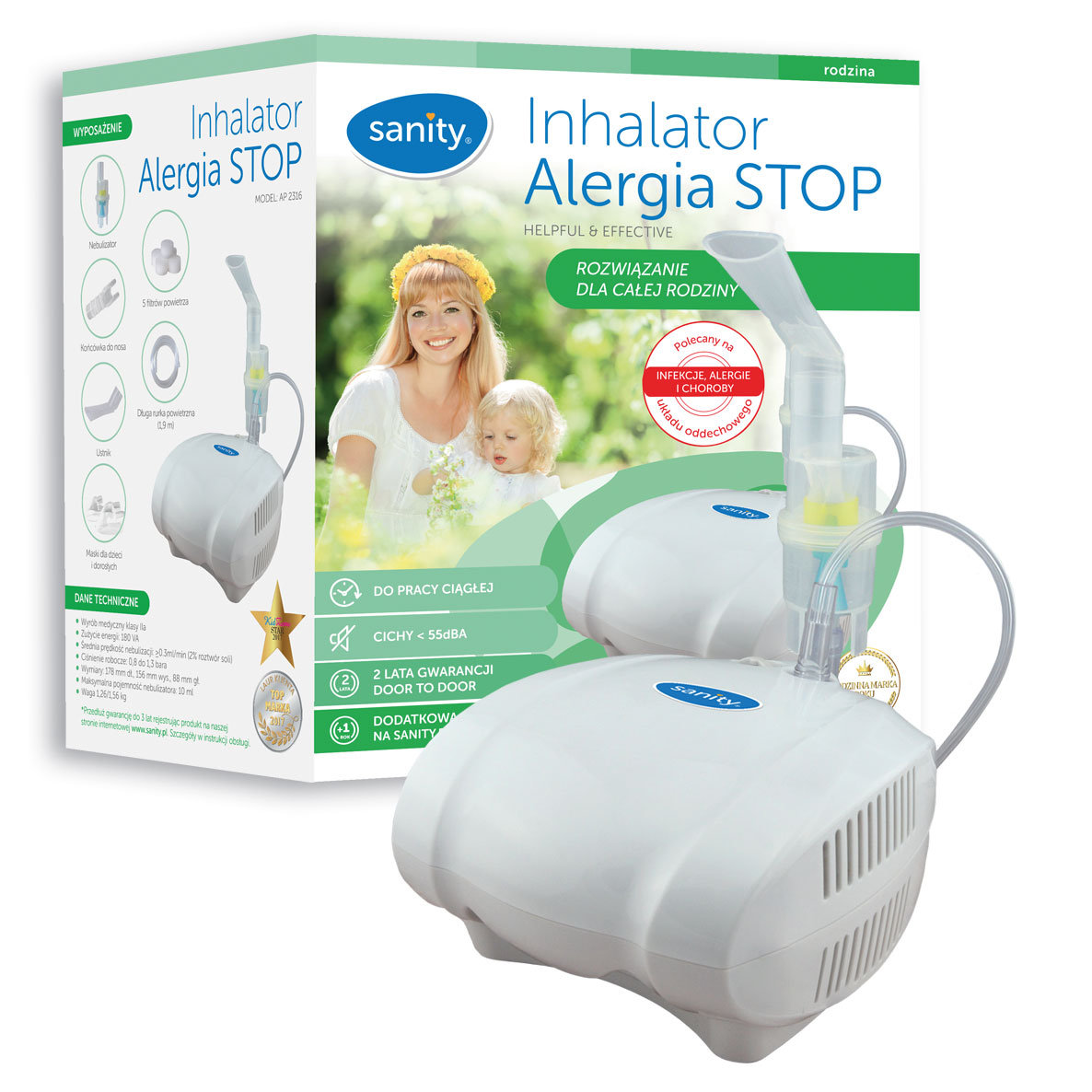 Фото - Інгалятор (небулайзер) Sanity Inhalator, dla dzieci i dorosłych Alergia Stop AP 2316, 1 sztuka 