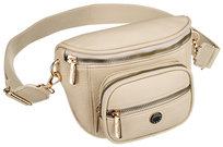 Saszetka nerka damska PETERSON mała miejska saszetka listonoszka na biodra lub przez ramię kieszonki na drobiazgi telefon odpinany pasek z regulacją beżowa