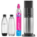 Saturator do wody SODASTREAM Duo, 4 szt - titan z butelkami i nabojem szklana i plastikowa butelka QuickConnect gazowanie wody w domu zmywarka ekologiczny - SodaStream