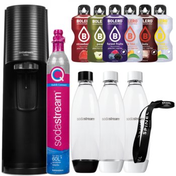 Saturator do wody SODASTREAM Terra, 13 szt. – Czarny z butelkami i nabojem CO2 bez BPA napoje bez cukru wielorazowe butelki zestaw startowy - SodaStream