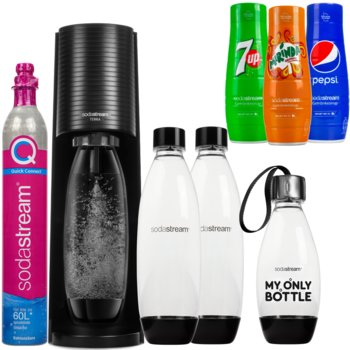 Saturator do wody SODASTREAM Terra - czarny gazowanie napojów bez bpa domowy ekspres z butelkami i syropami - SodaStream