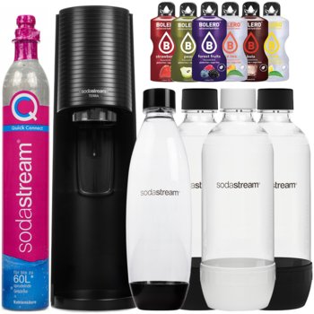 Saturator do wody SODASTREAM Terra - czarny gazowanie wody bez prądu butelki bez BPA zestaw z napojami Bolero - SodaStream