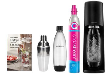 Saturator do wody SODASTREAM Terra czarny + Shaker + książka z przepisami - SodaStream