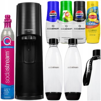saturator do wody SODASTREAM Terra - czarny zestaw z syropami Pepsi 7up Lipton butelkami Quick Connect bez BPA domowa woda gazowana - SodaStream
