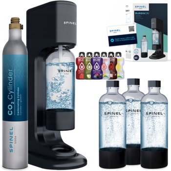 Saturator do wody SPINELSODA Bubbleon, 2 szt. - z butelką i syropem Bolero zestaw gazowania wody gazowana bez prądu domowy saturator wody - Spinel Soda