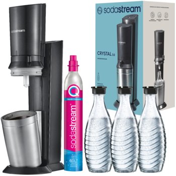 Saturator SodaStream Crystal 3.0 QuickConnect Czarny Jedna Butelka + 2 karafki - SodaStream