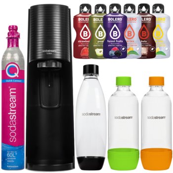 Saturator SodaStream Terra Black jedna butelka + 2 butelki PET (Pomarańczowa + Zielona) + bolero - SodaStream