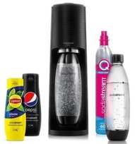 Saturator SODASTREAM Terra Black + nabój CO2 różowy 2 butelki Fuse 1l syrop SodaStream