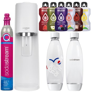 Saturator Sodastream Terra White + Jedna Butelka + Butelka Fuse Biała Pepsi (Dek) + Bolero - SodaStream