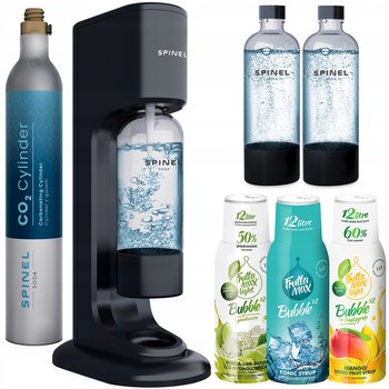 Saturator SPINEL SODA BubbleON - biały woda gazowana bez prądu ekologiczny zestaw CO2 butelki BPA free syropy smakowe - SodaStream