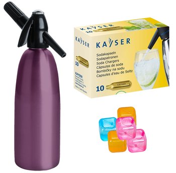 Saturator syfon do wody ART Quick Soda 1 l fioletowy + 10 naboi + 5 kostek lodu - Art