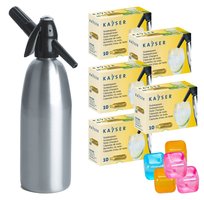 Saturator syfon do wody ART Quick Soda 1 l srebrny + 50 naboi + 5 kostek lodu