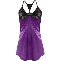 Satynowa Koszulka Nocna Bielizna Damska Halka Koronka Stringi