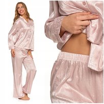 Satynowa piżama damska szerokie spodnie luźna wygodna delikatna moraj m